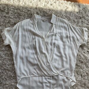 LOFT Cream Draped Blouse